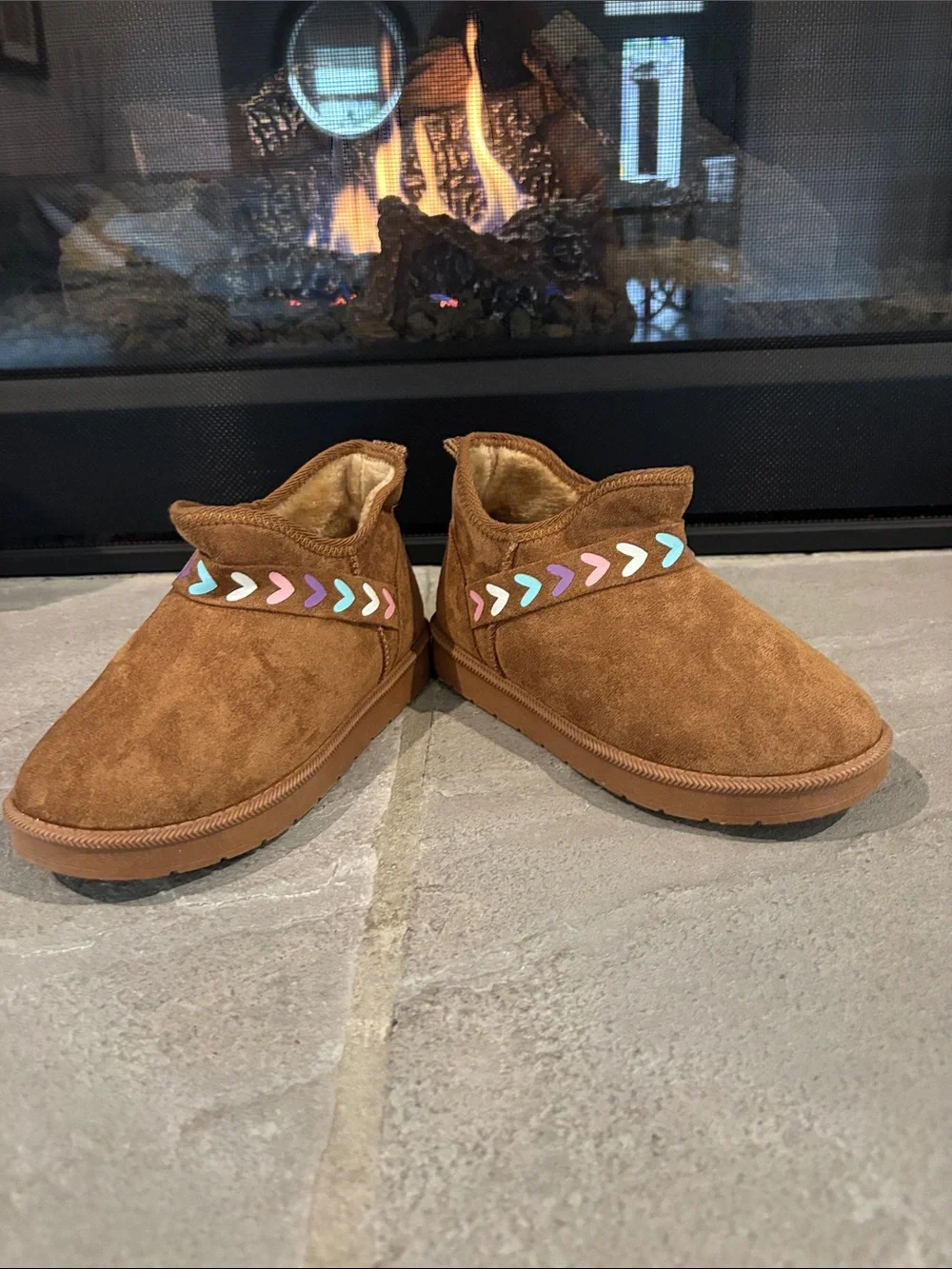 Blowfish Malibu Cedar bootie,microsuede upper, faux shearling lining,slip on